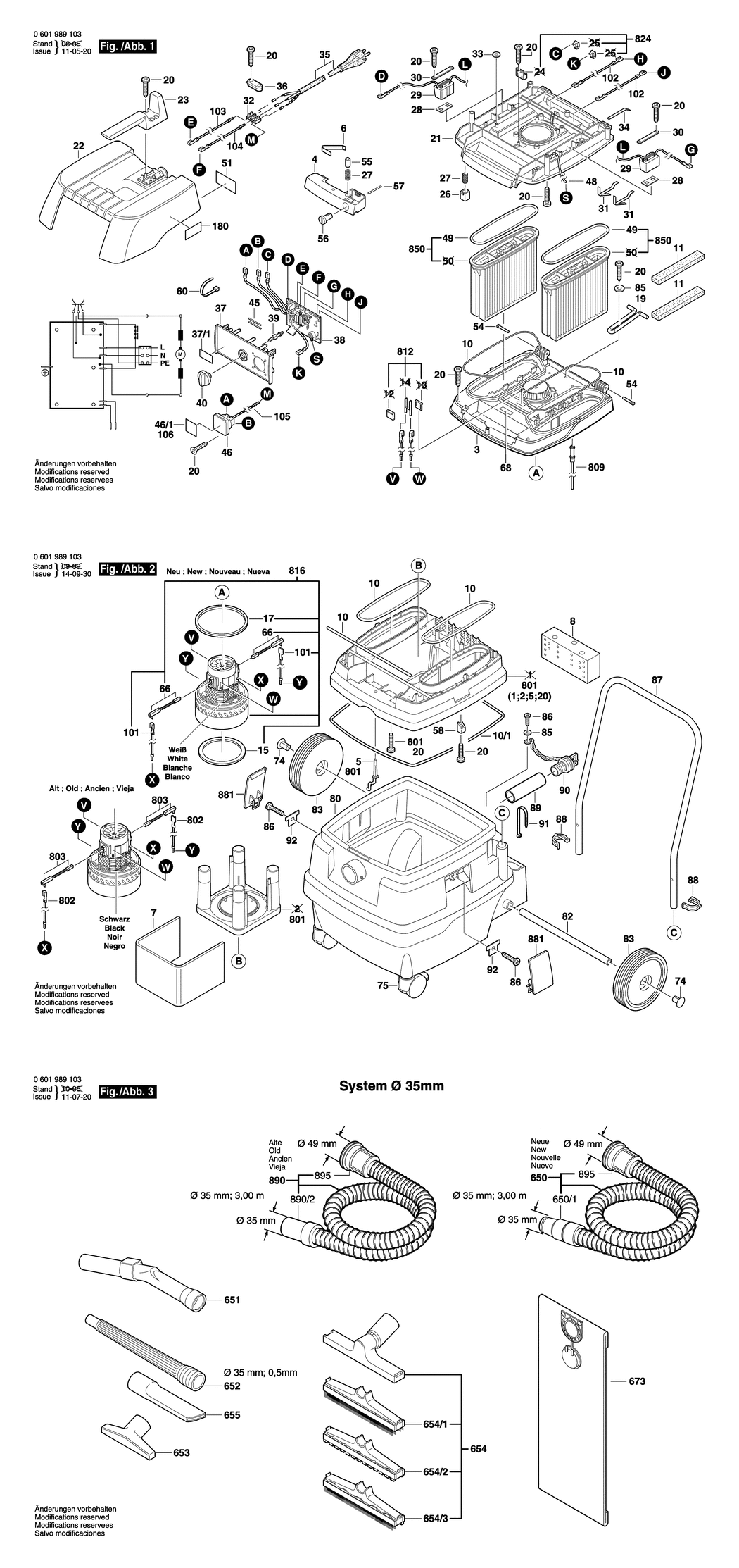 Bosch GAS 50 / 0601989162 / DK 230 Volt Spare Parts