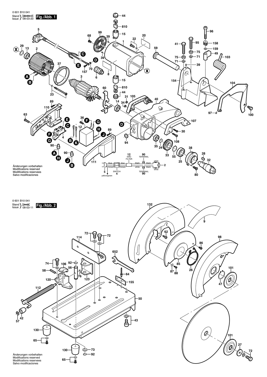 Bosch GCO 14-1 / 0601B10041 / GB 110 Volt Spare Parts