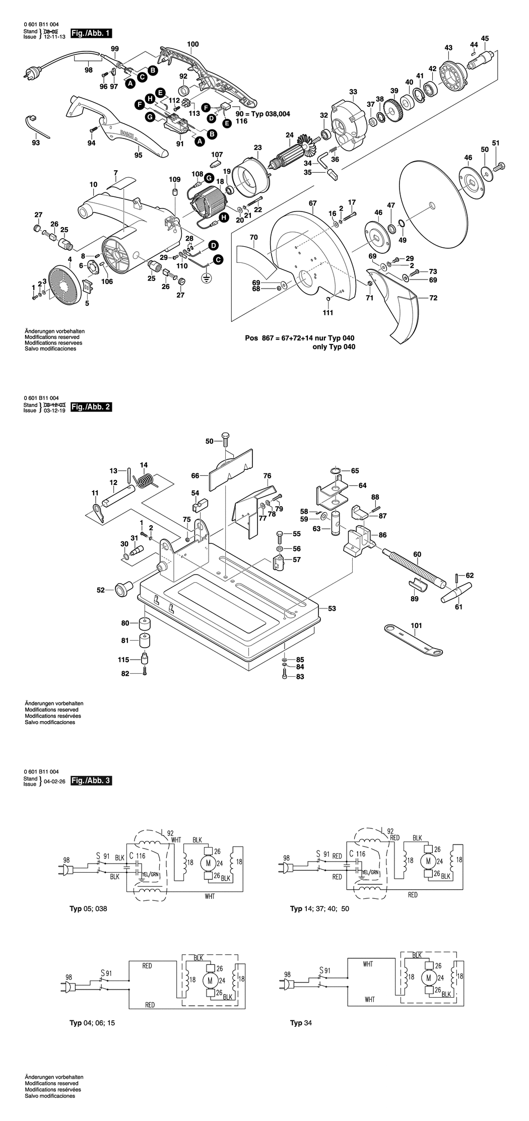 Bosch GCO 14-2 / 0601B11050 / I 230 Volt Spare Parts