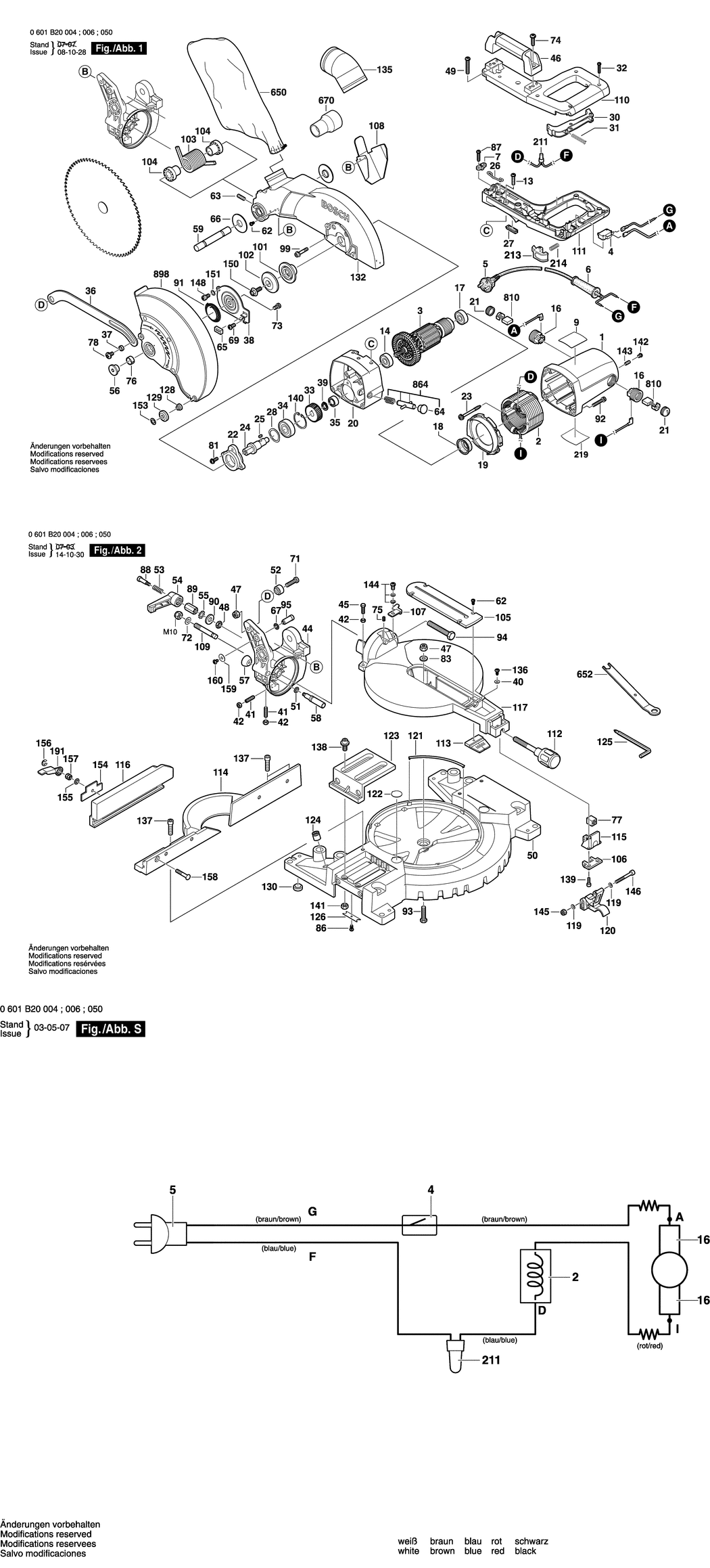 Bosch GCM 10 / 0601B20050 / I 230 Volt Spare Parts