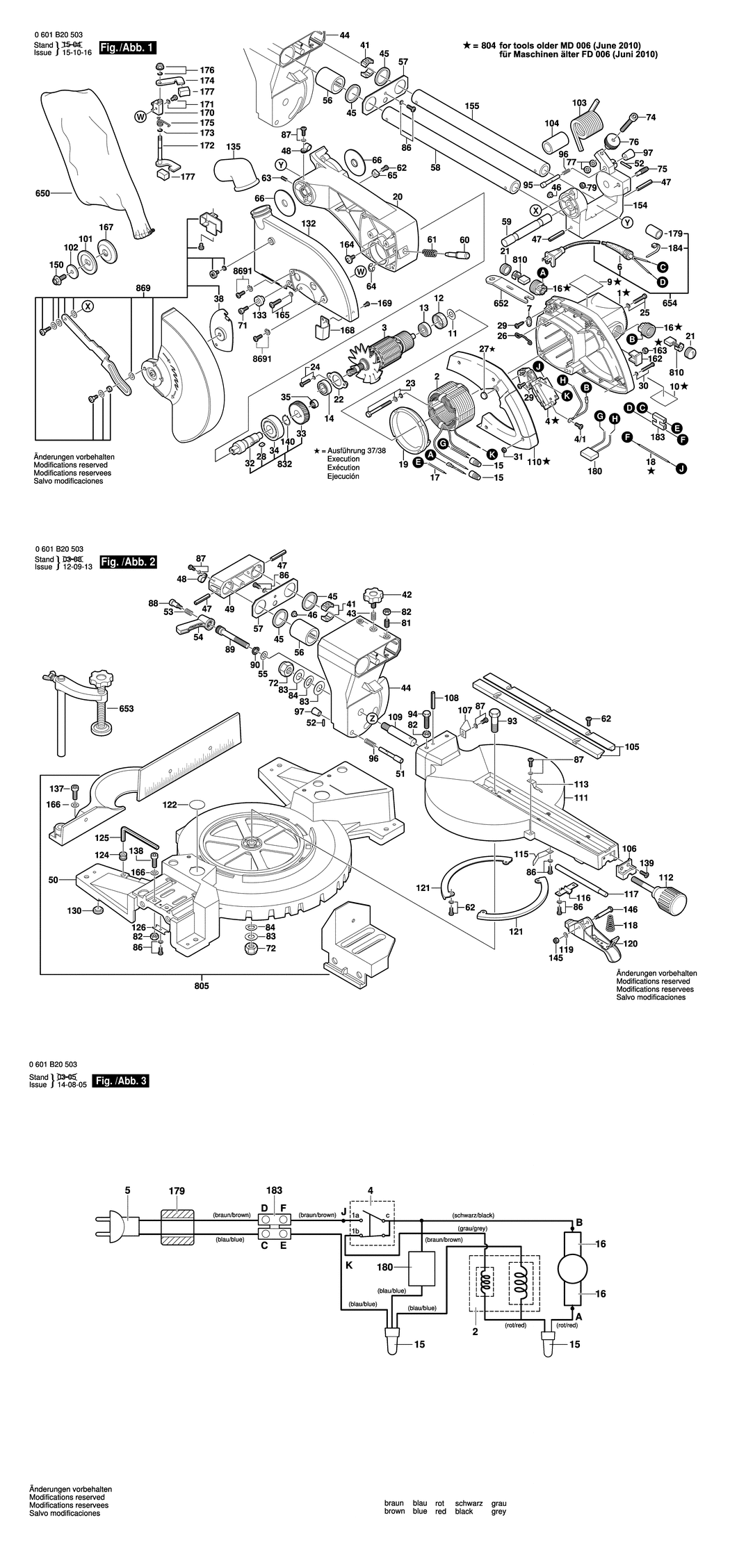 Bosch GCM 10 S / 0601B20503 / EU 230 Volt Spare Parts