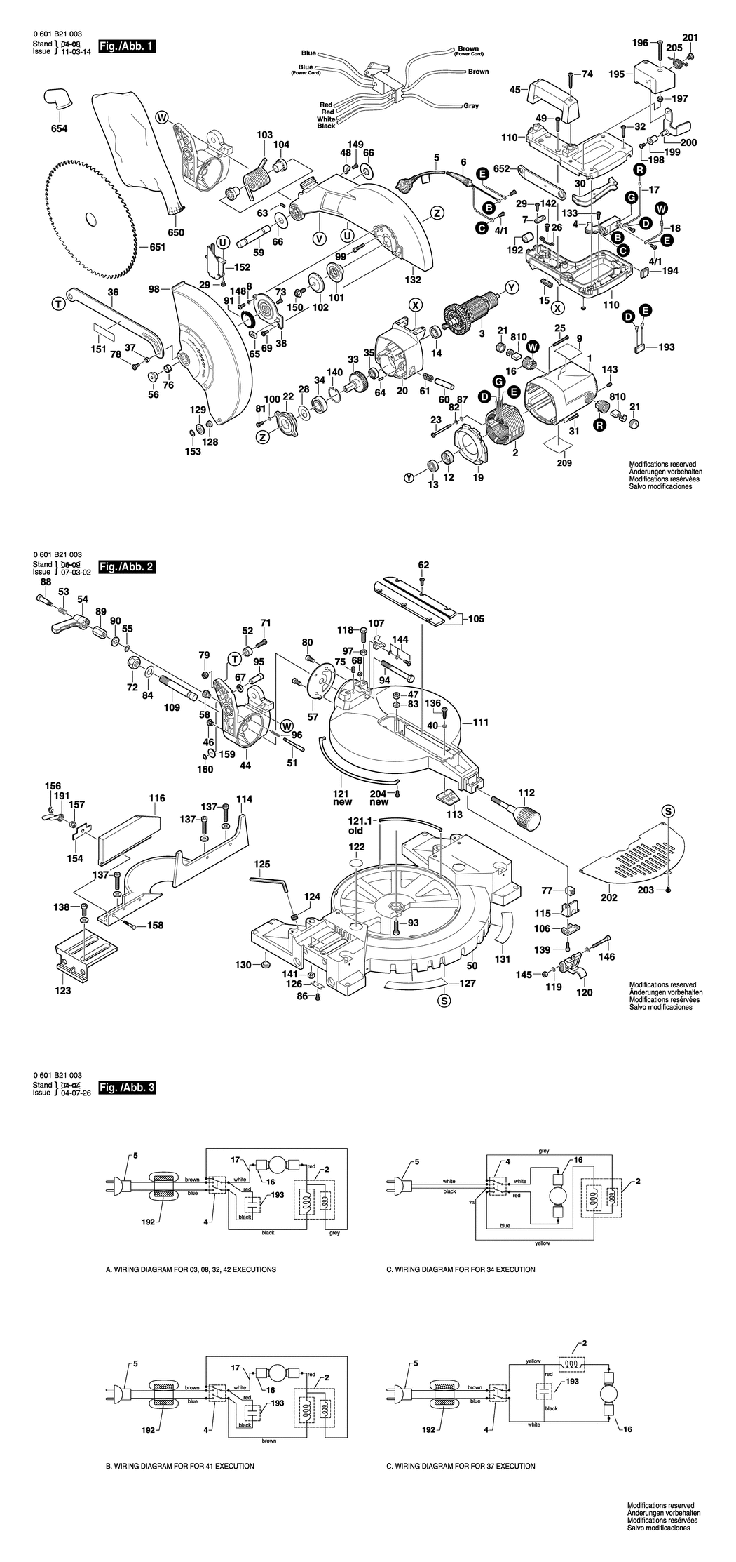 Bosch GCM 12 / 0601B21032 / CH 230 Volt Spare Parts