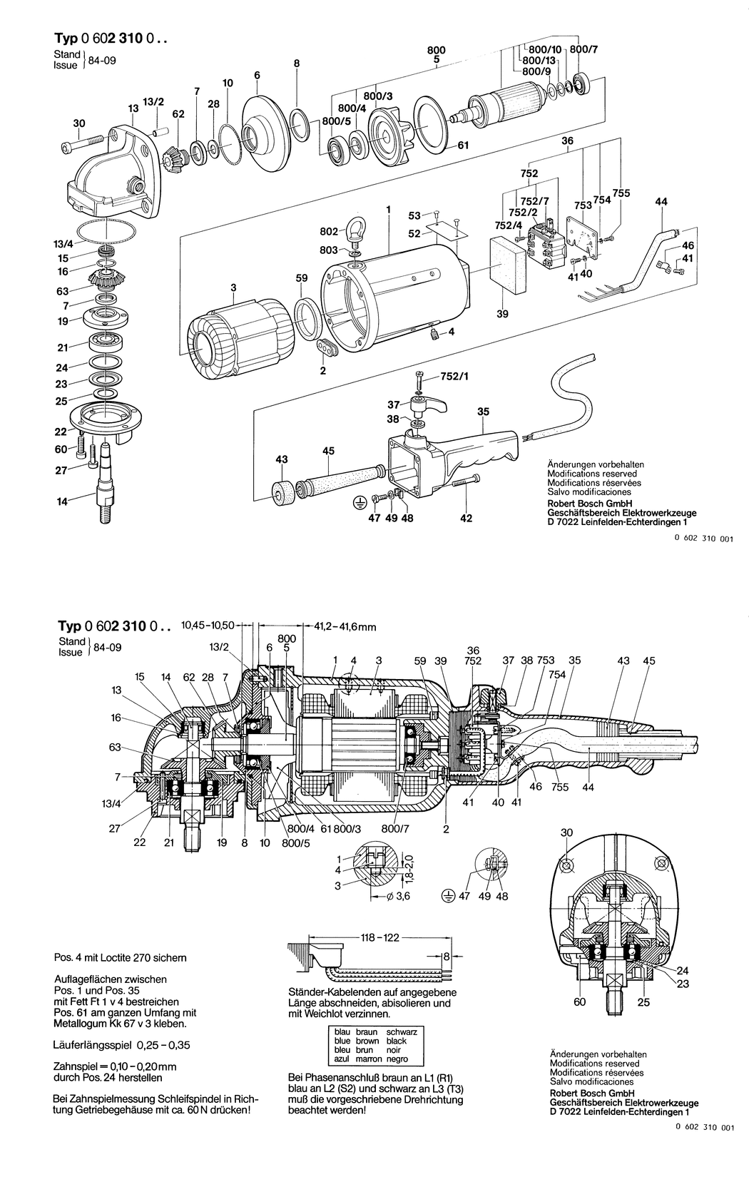 Bosch ---- / 0602310001 / --- 265 Volt Spare Parts