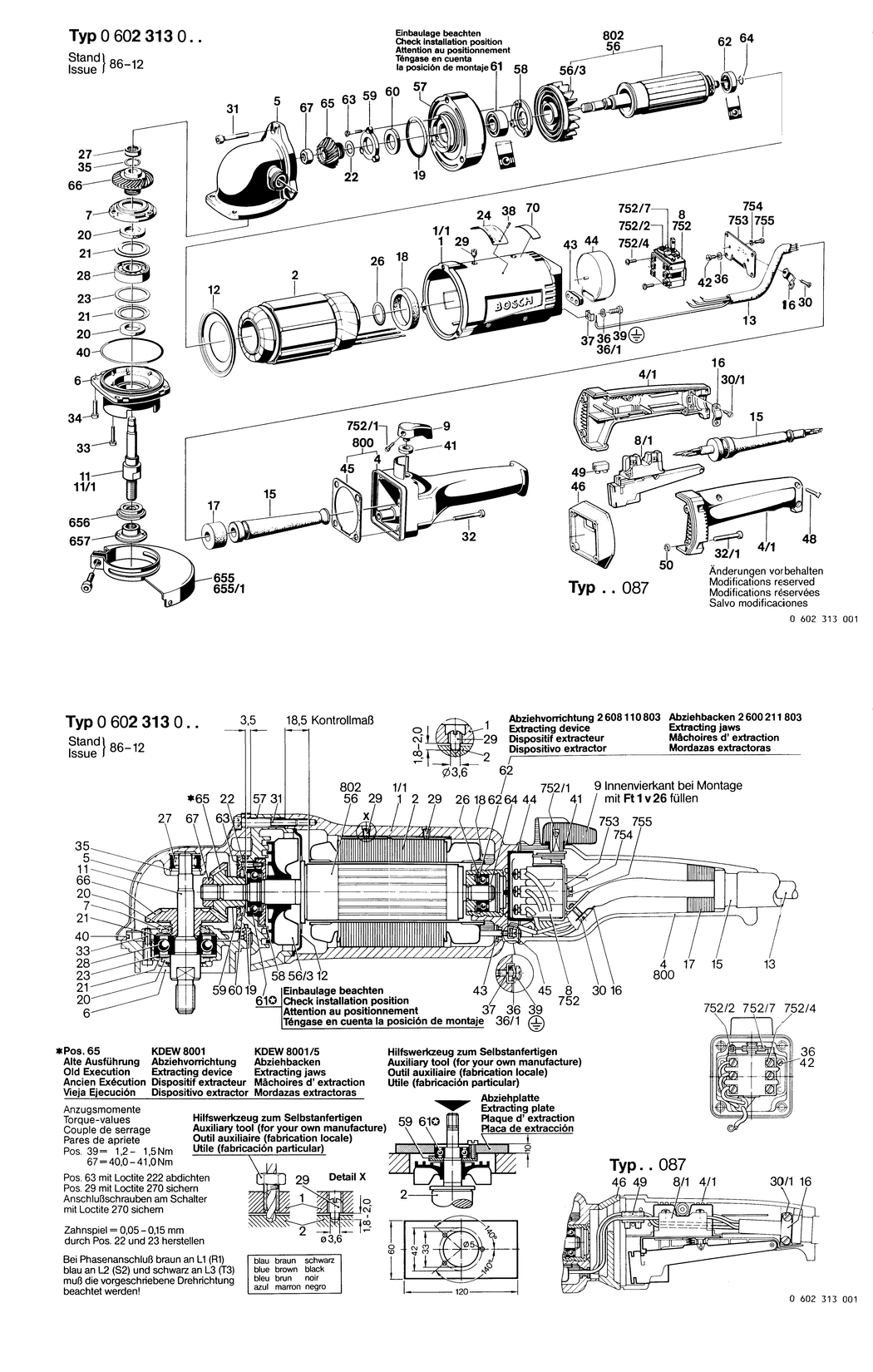 Bosch ---- / 0602313004 / --- 135 Volt Spare Parts