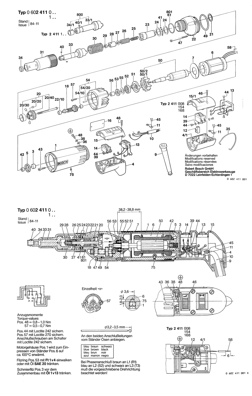 Bosch ---- / 0602411007 / --- 265 Volt Spare Parts