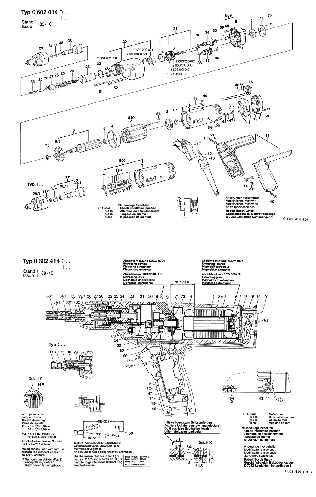 Bosch ---- / 0602414104 / --- 135 Volt Spare Parts