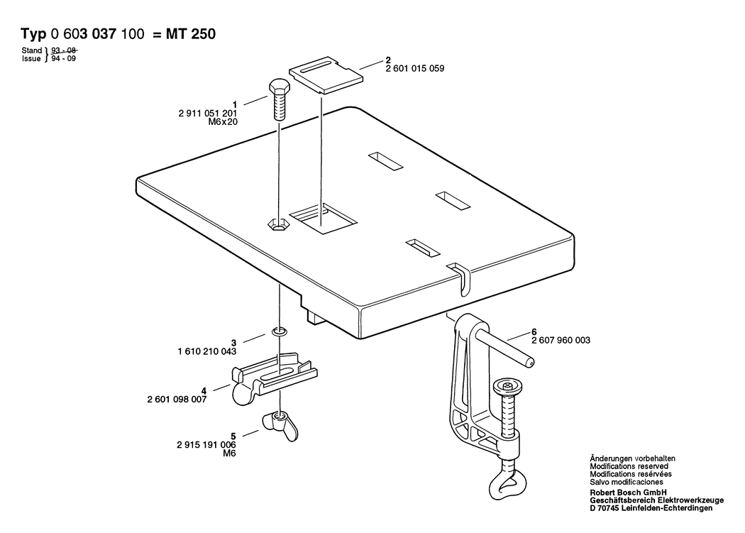 Bosch MT 250 / 0603037100 / --- Spare Parts