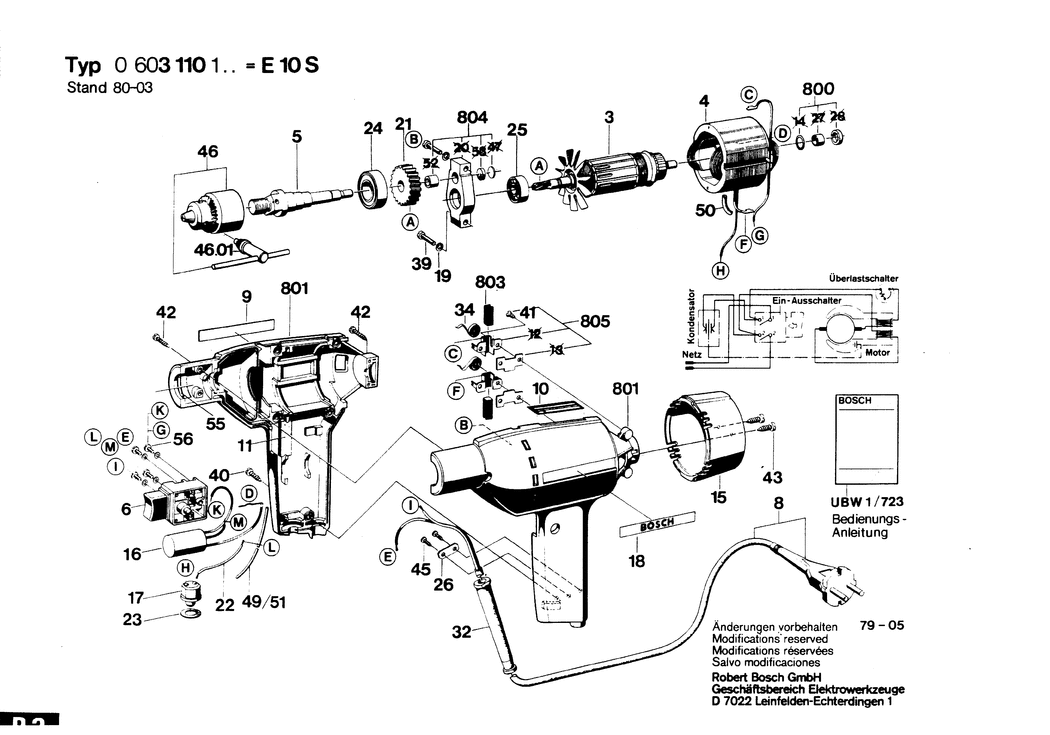 Bosch E 10 S / 0603110103 / EU 220 Volt Spare Parts