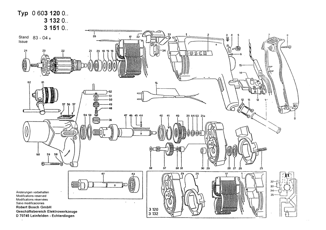 Bosch M 21 S / 0603120003 / EU 220 Volt Spare Parts