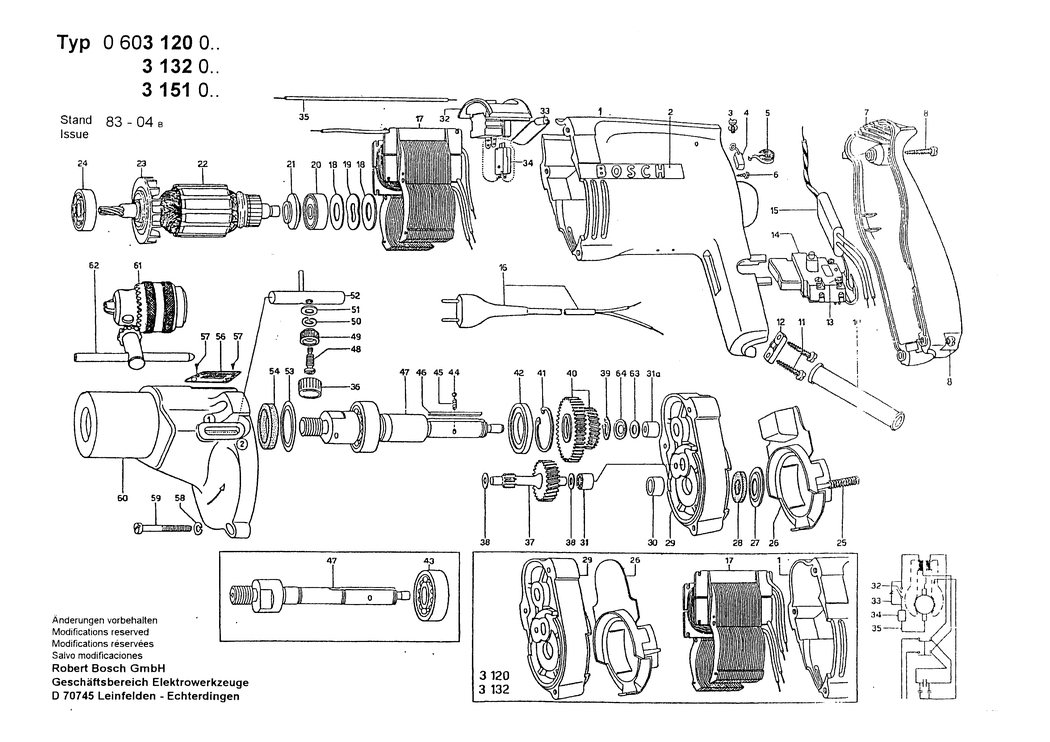 Bosch M 21 S / 0603120036 / NL 220 Volt Spare Parts