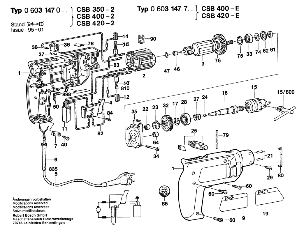 Bosch CSB 400-2 / 0603147041 / GB 110 Volt Spare Parts