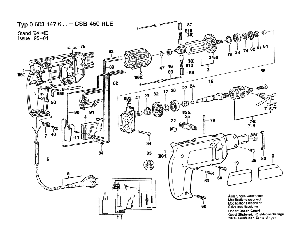 Bosch CSB 470 RLE / 0603147632 / CH 220 Volt Spare Parts