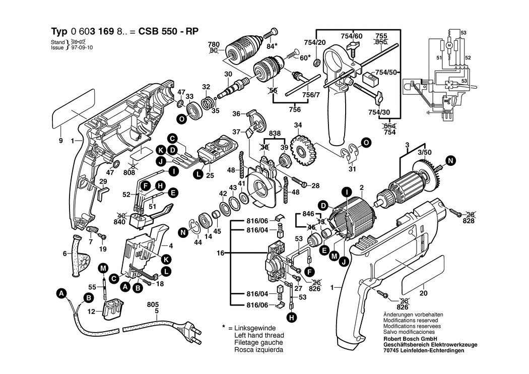 Bosch CSB 550 RP / 0603169803 / EU 230 Volt Spare Parts