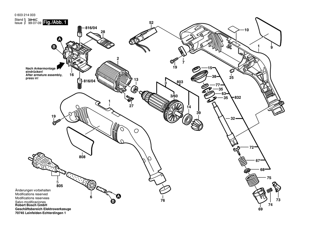 Bosch PEB 450 / 0603214032 / CH 230 Volt Spare Parts