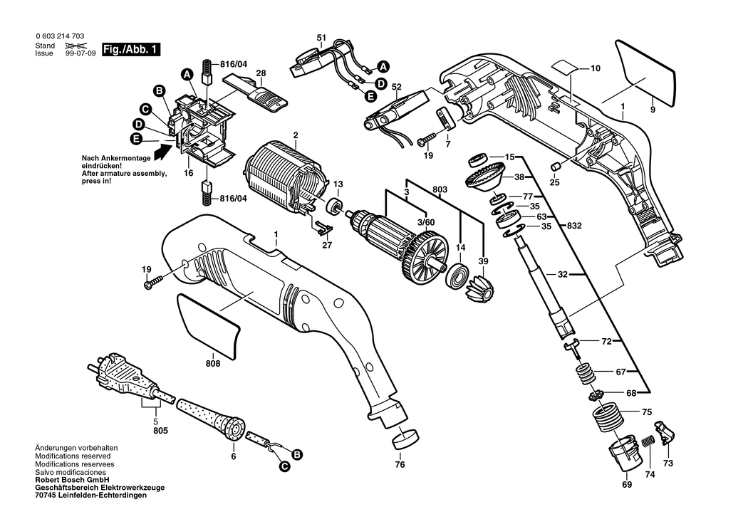Bosch PEB 500 E / 0603214732 / CH 230 Volt Spare Parts