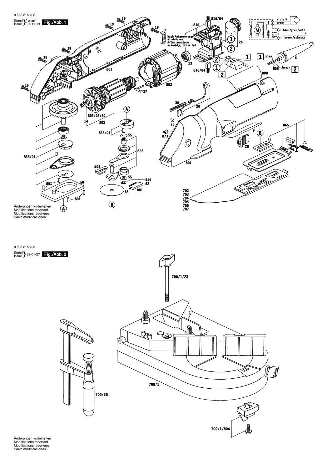 Bosch PFE 280 E / 0603215732 / CH 230 Volt Spare Parts