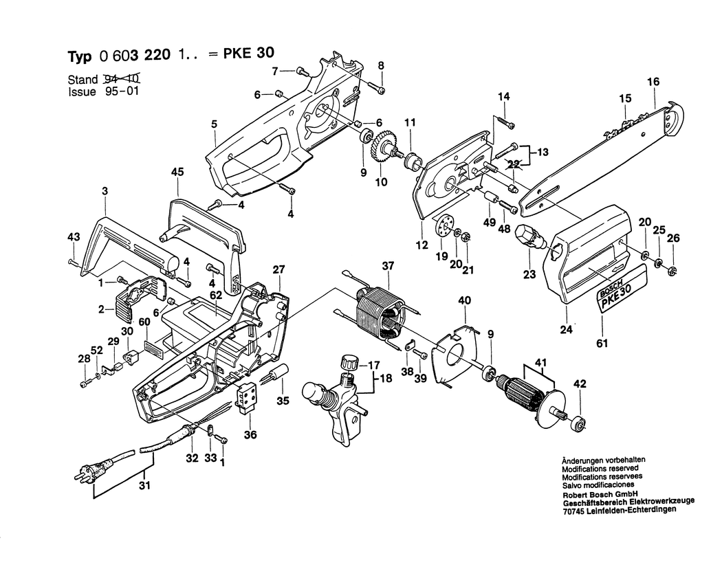 Bosch PKE 30 / 0603220103 / EU 220 Volt Spare Parts