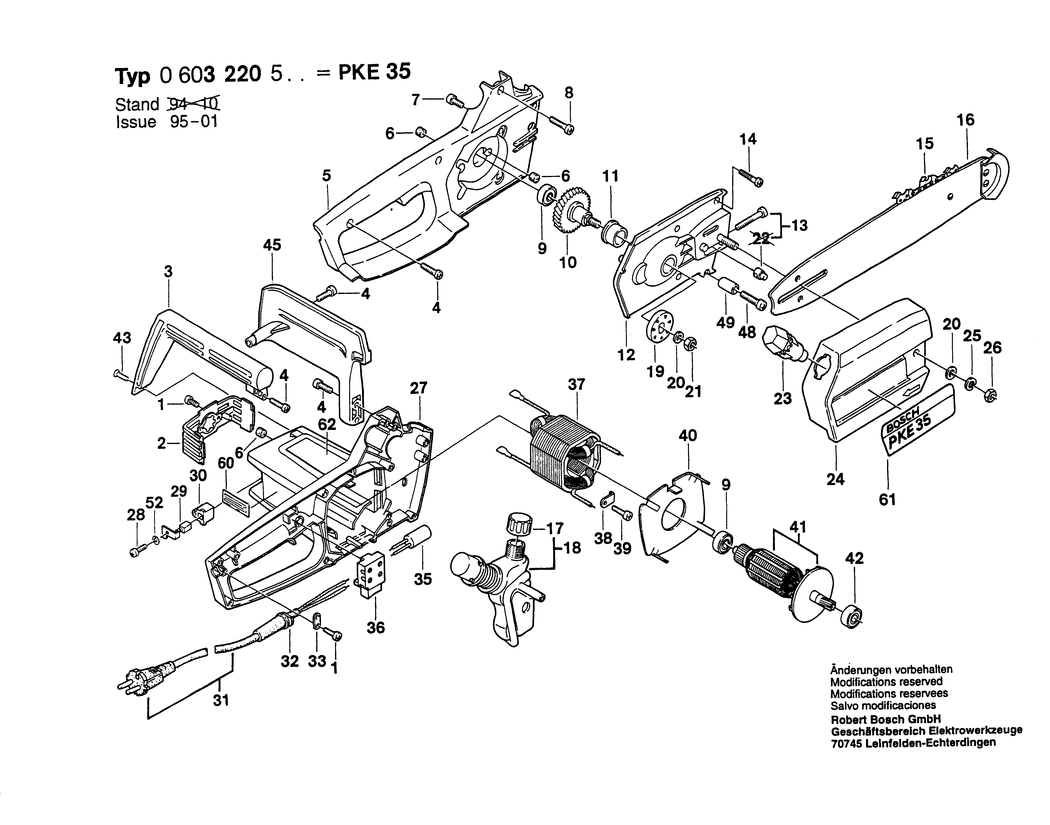 Bosch PKE 35 / 0603220503 / EU 220 Volt Spare Parts