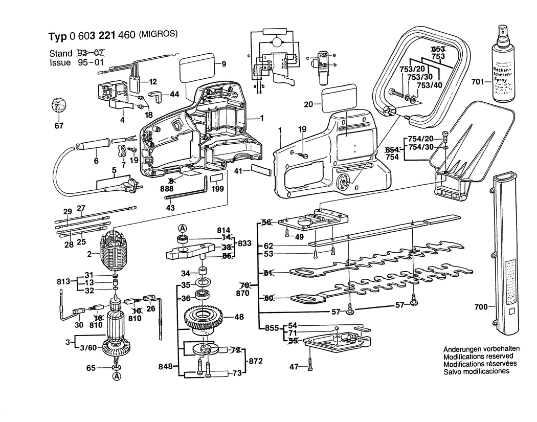 Bosch PHS 46 G / 0603221460 / CH 220 Volt Spare Parts