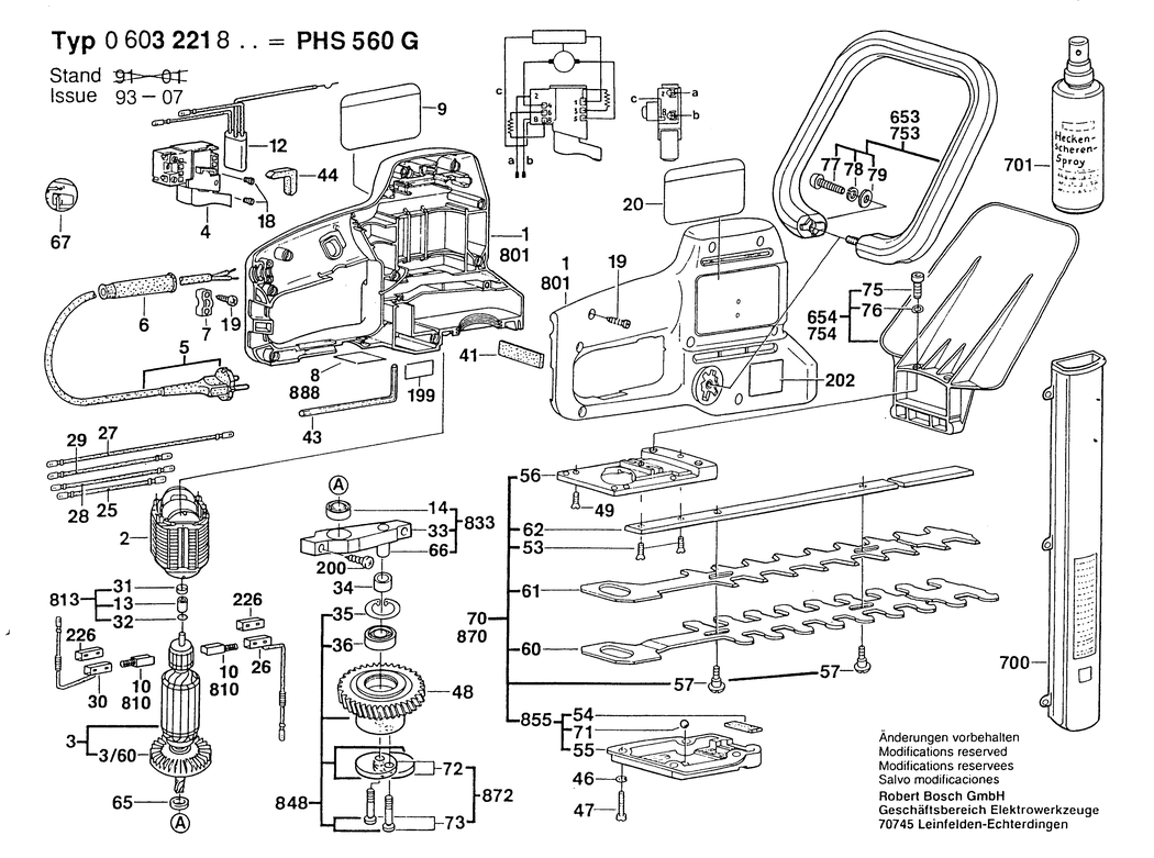 Bosch PHS 560 G / 0603221803 / EU 220 Volt Spare Parts