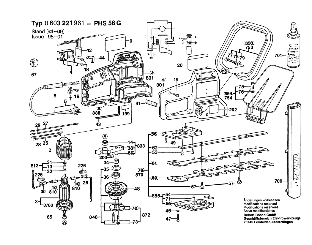 Bosch PHS 56 G / 0603221961 / DK 220 Volt Spare Parts
