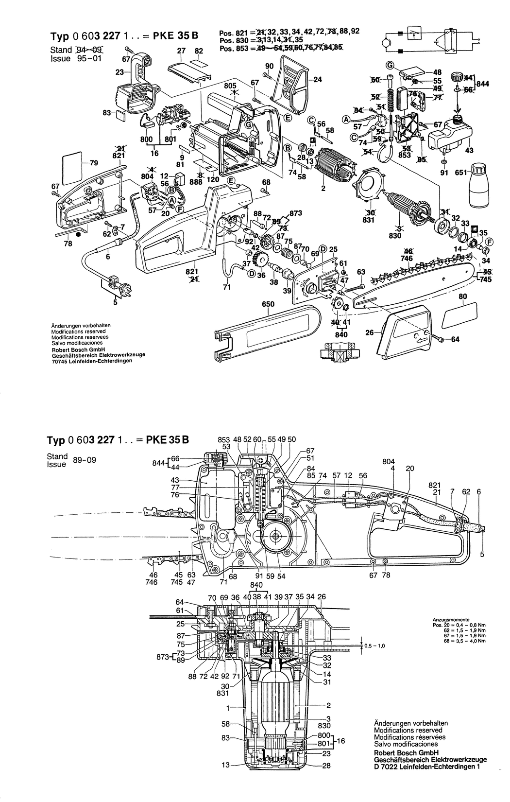 Bosch PKE 35 B / 0603227132 / CH 220 Volt Spare Parts