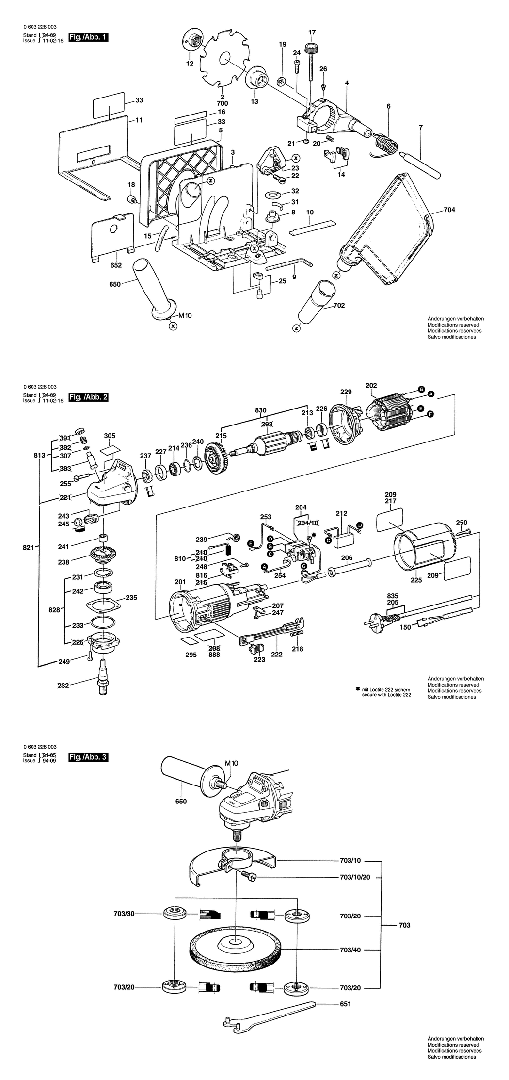 Bosch PSF 22 / 0603228032 / CH 220 Volt Spare Parts