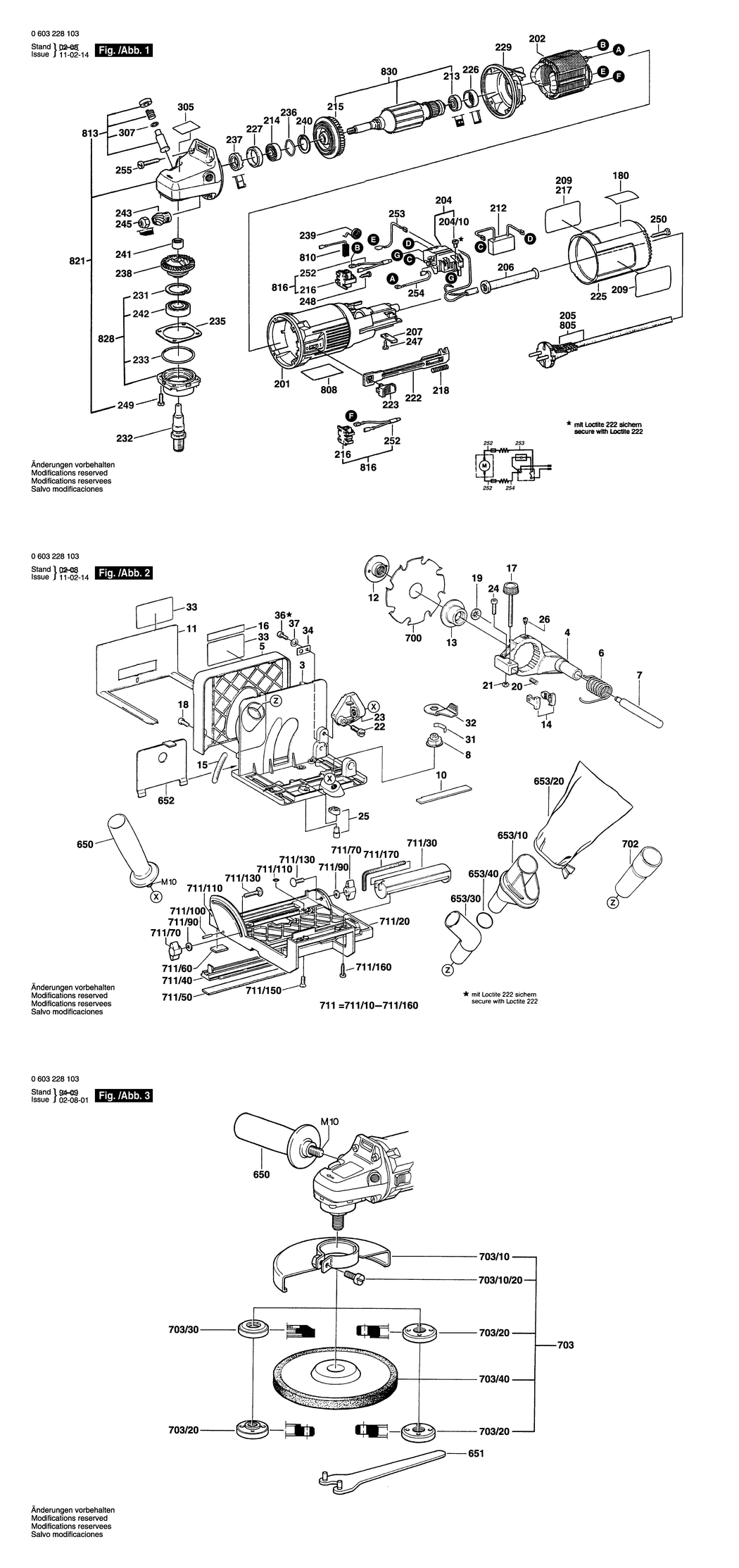 Bosch PSF 22 A / 0603228133 / CH 230 Volt Spare Parts