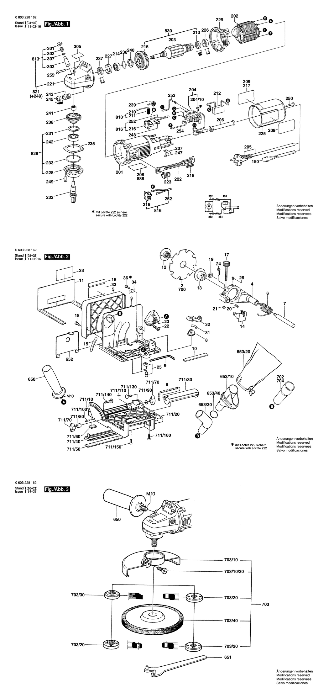 Bosch SF 620 / 0603228162 / CH 220 Volt Spare Parts