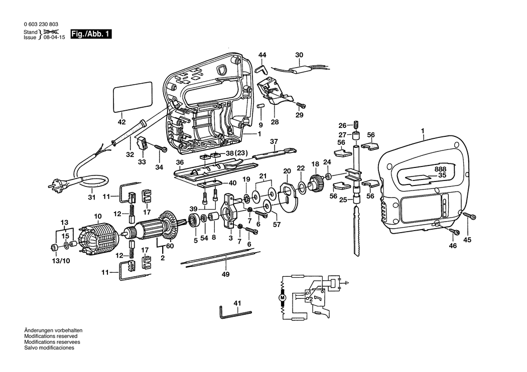 Bosch ST 350-E / 0603230842 / GB 240 Volt Spare Parts