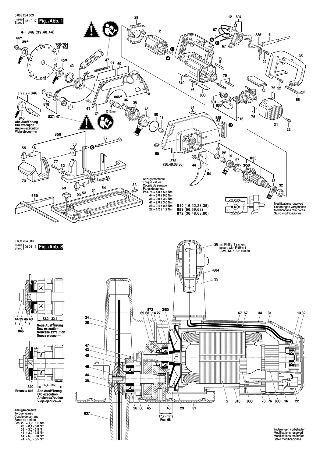 Bosch PKS 66 / 0603234632 / CH 220 Volt Spare Parts