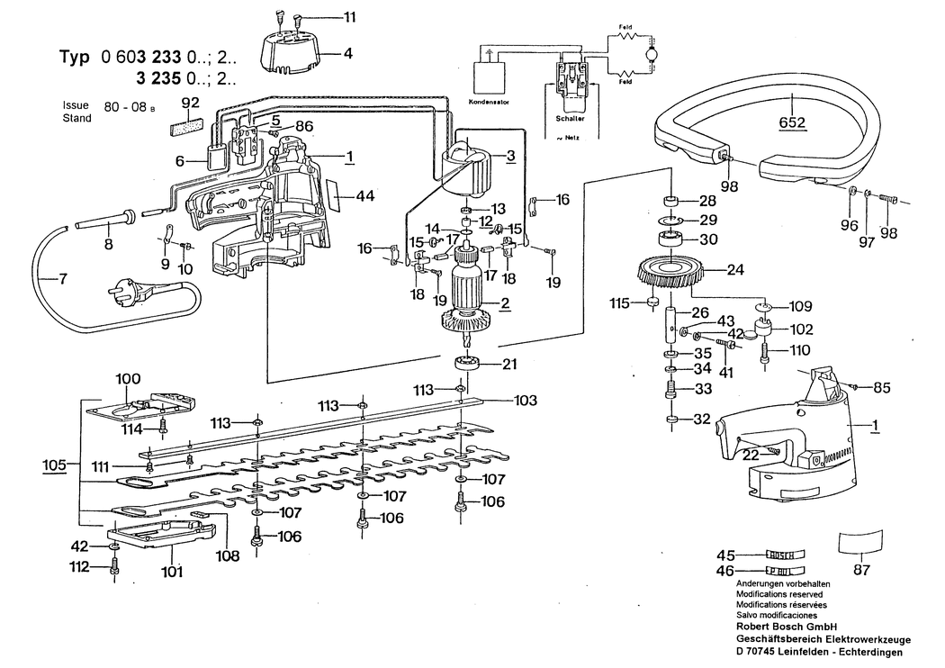 Bosch ---- / 0603235232 / CH 220 Volt Spare Parts