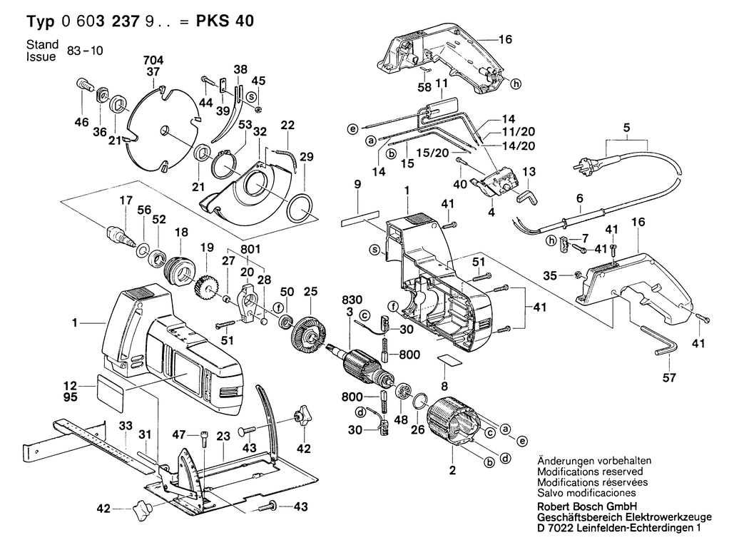 Bosch PKS 40 / 0603237942 / GB 240 Volt Spare Parts
