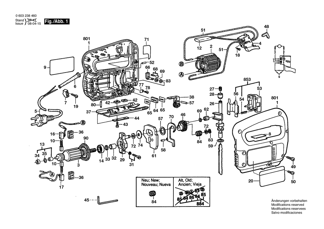 Bosch PST 54 PE / 0603238460 / CH 220 Volt Spare Parts