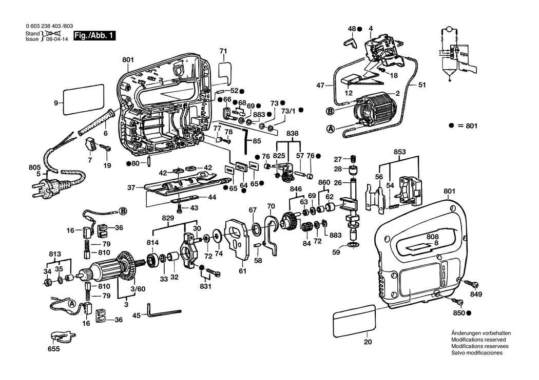 Bosch PST 54 PE / 0603238461 / F 220 Volt Spare Parts