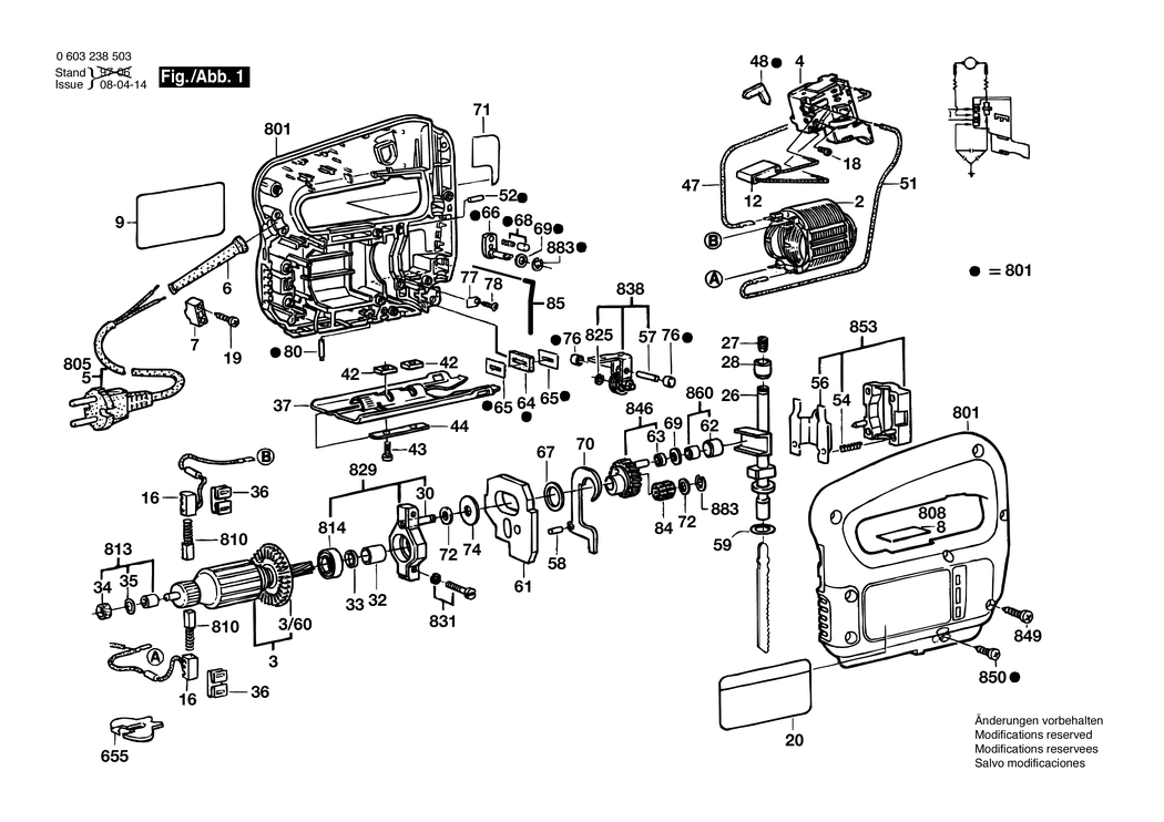 Bosch PST 50 PE / 0603238503 / EU 220 Volt Spare Parts