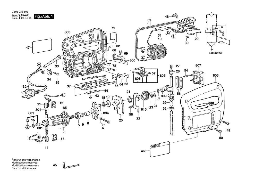 Bosch PST 50 PE / 0603238642 / GB 240 Volt Spare Parts