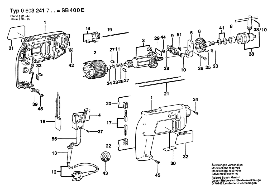 Bosch SB 400-E / 0603241732 / CH 220 Volt Spare Parts