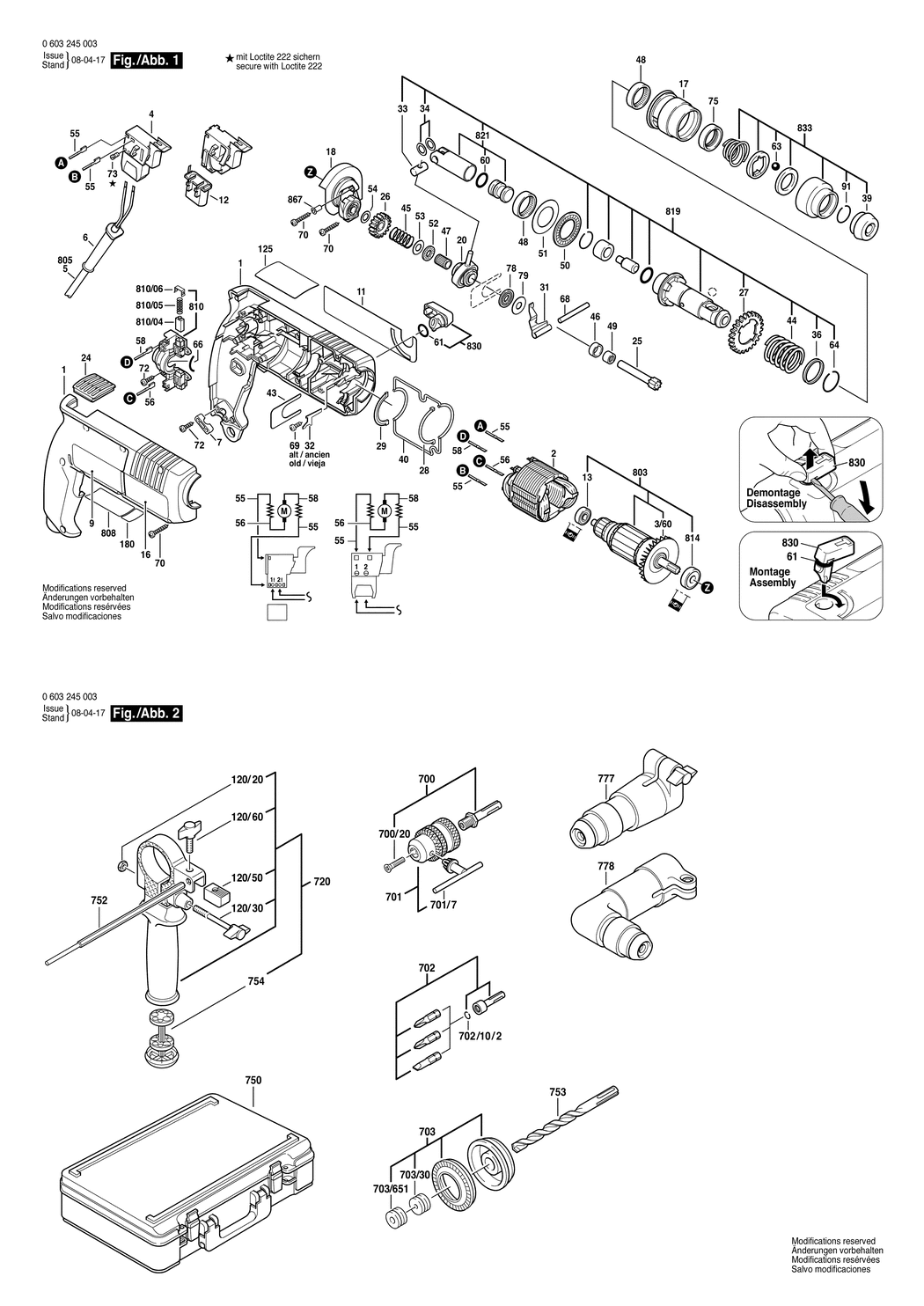 Bosch PBH 16-2 / 0603245003 / EU 220 Volt Spare Parts