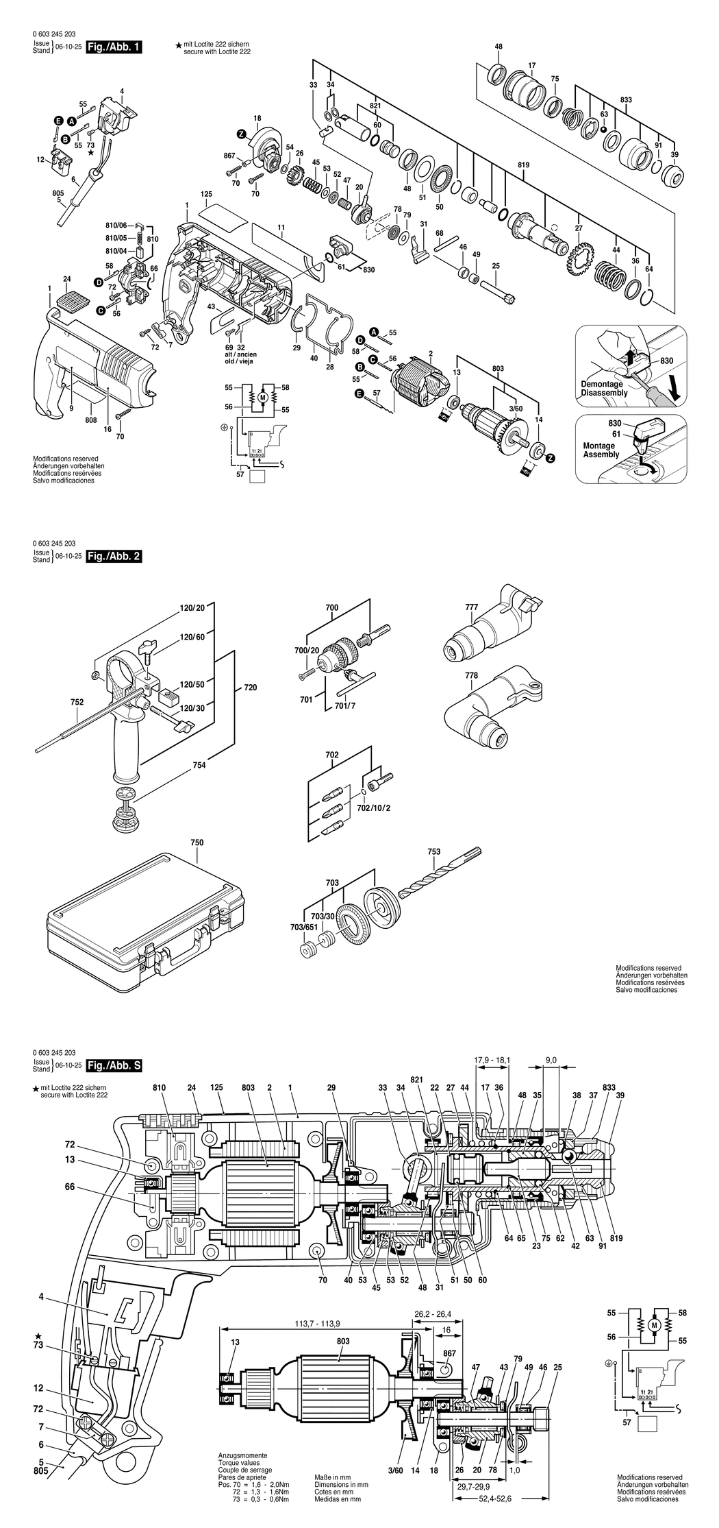 Bosch PBH 200 / 0603245250 / I 220 Volt Spare Parts