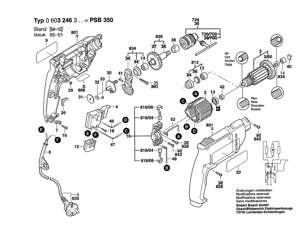 Bosch PSB 350 / 0603246303 / EU 230 Volt Spare Parts