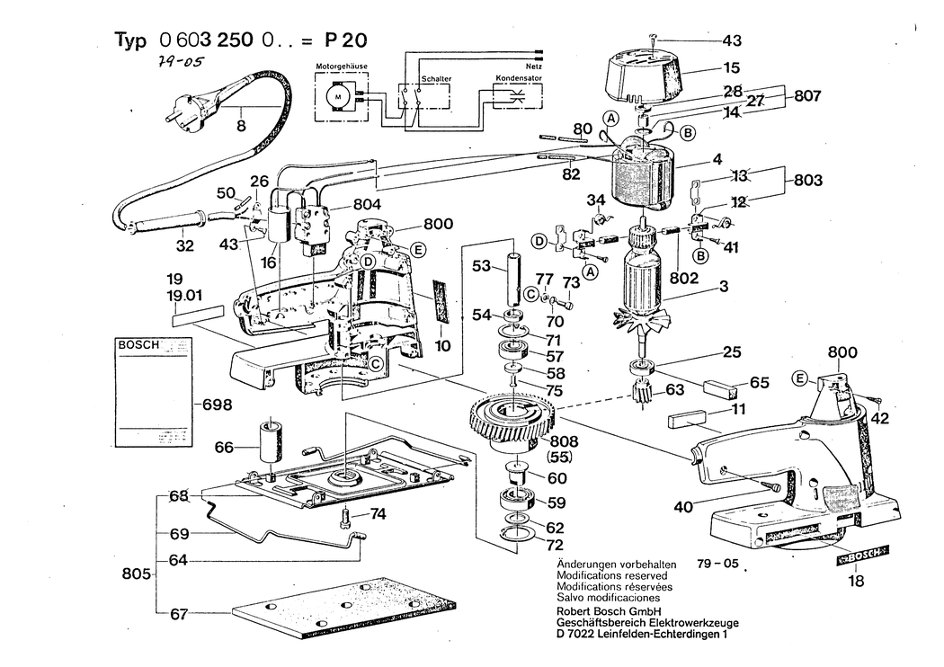 Bosch P 20 / 0603250002 / EU 115 Volt Spare Parts