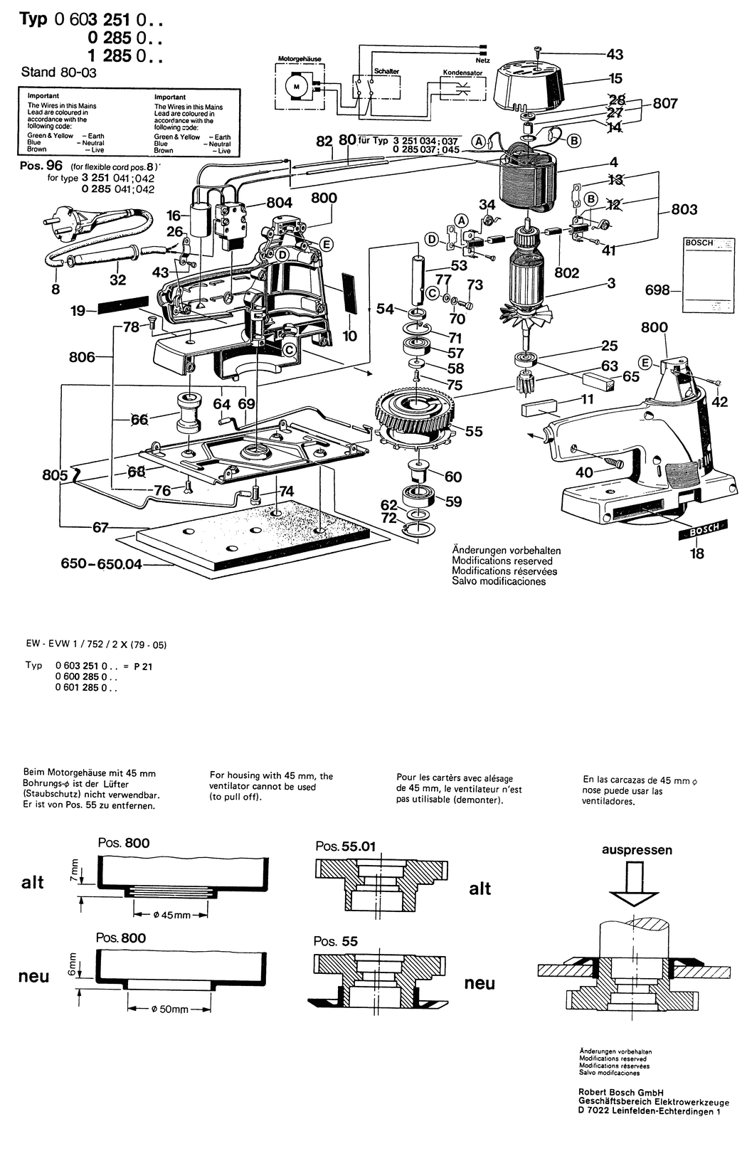 Bosch ---- / 0603251003 / EU 220 Volt Spare Parts