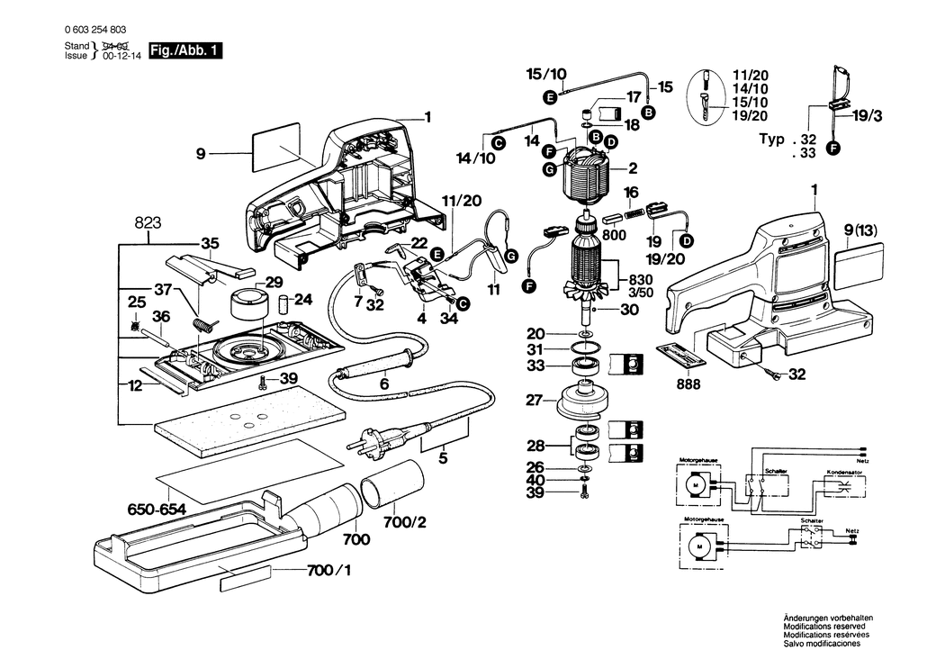 Bosch SS 150 / 0603254832 / CH 220 Volt Spare Parts