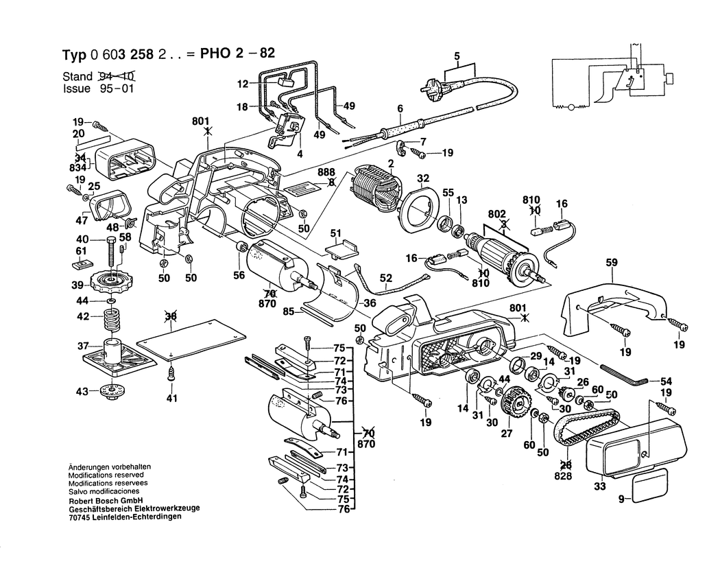 Bosch PHO 2-82 / 0603258203 / EU 220 Volt Spare Parts