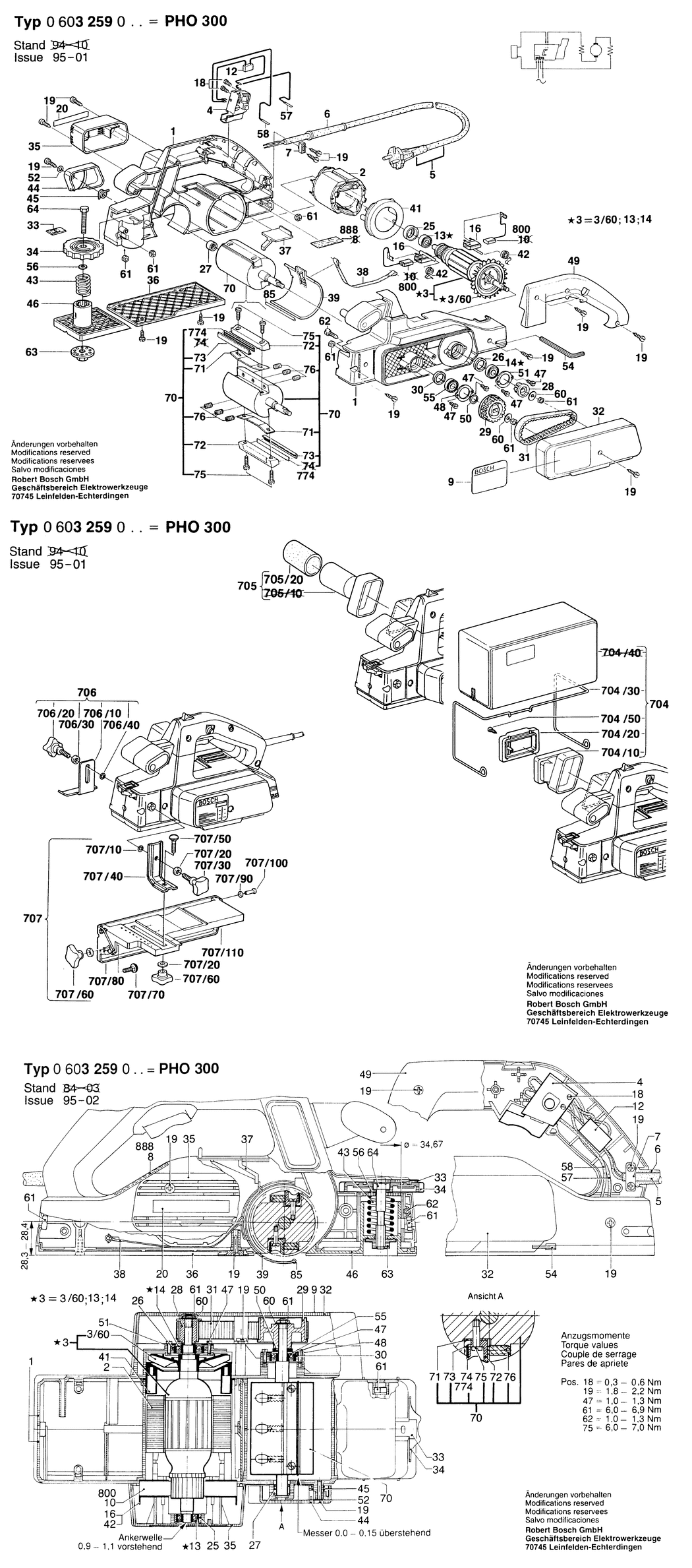 Bosch PHO 300 / 0603259060 / N 230 Volt Spare Parts