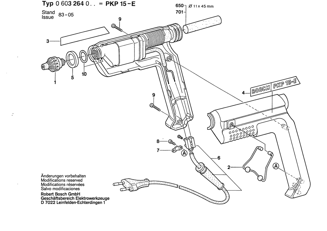 Bosch PKP 15 E / 0603264048 / F 220 Volt Spare Parts