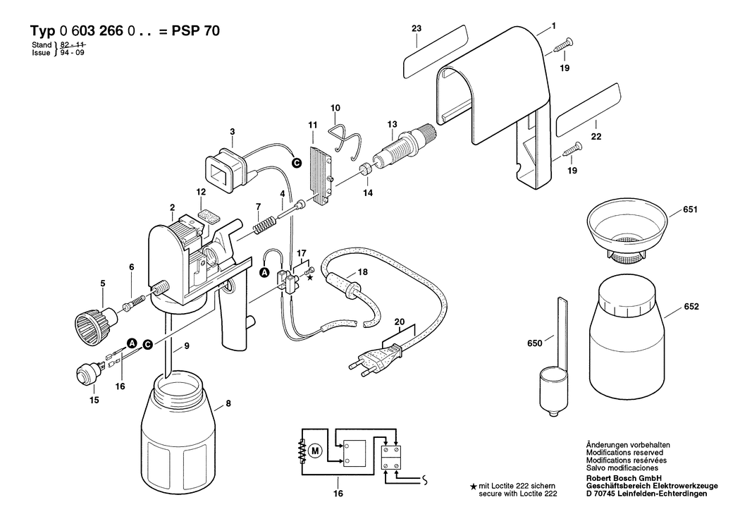 Bosch PSP 70 / 0603266003 / EU 220 Volt Spare Parts