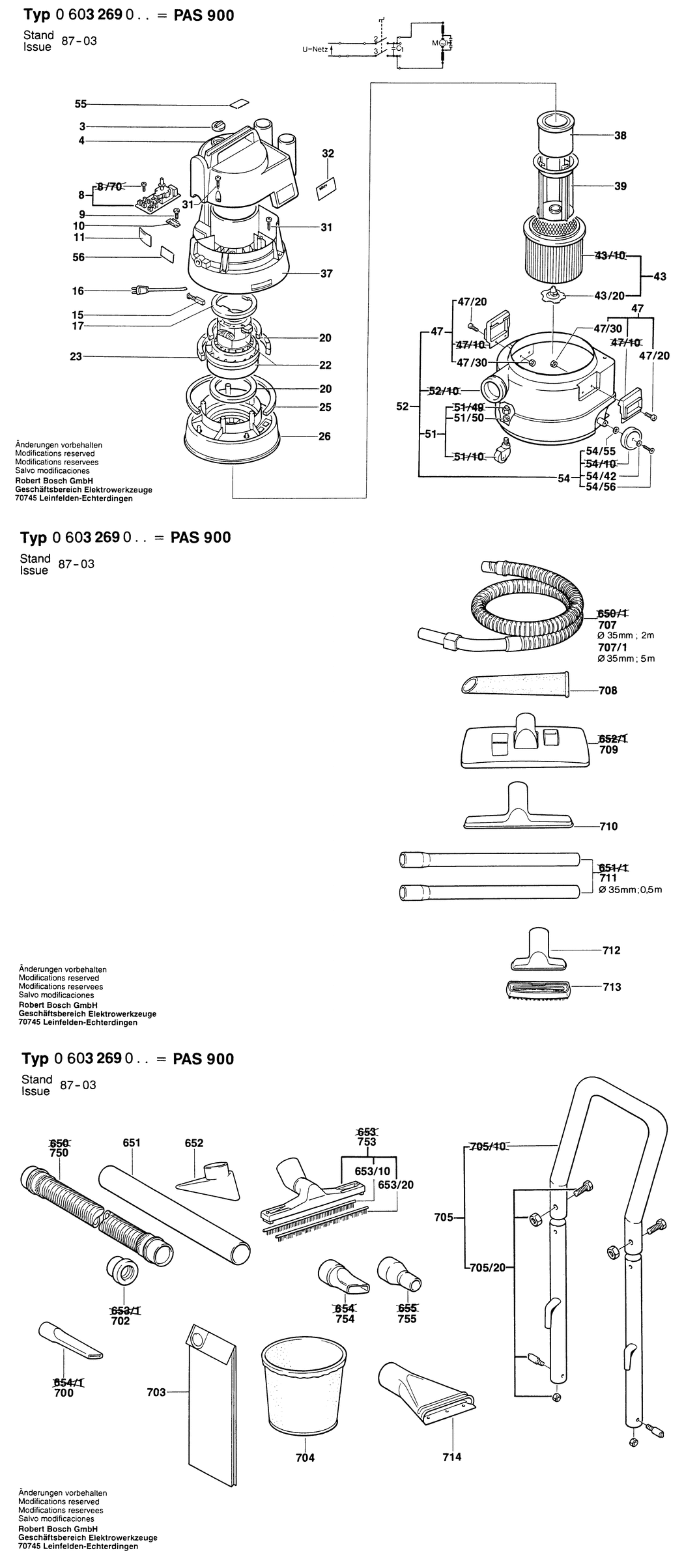 Bosch PAS 900 / 0603269003 / EU 220 Volt Spare Parts