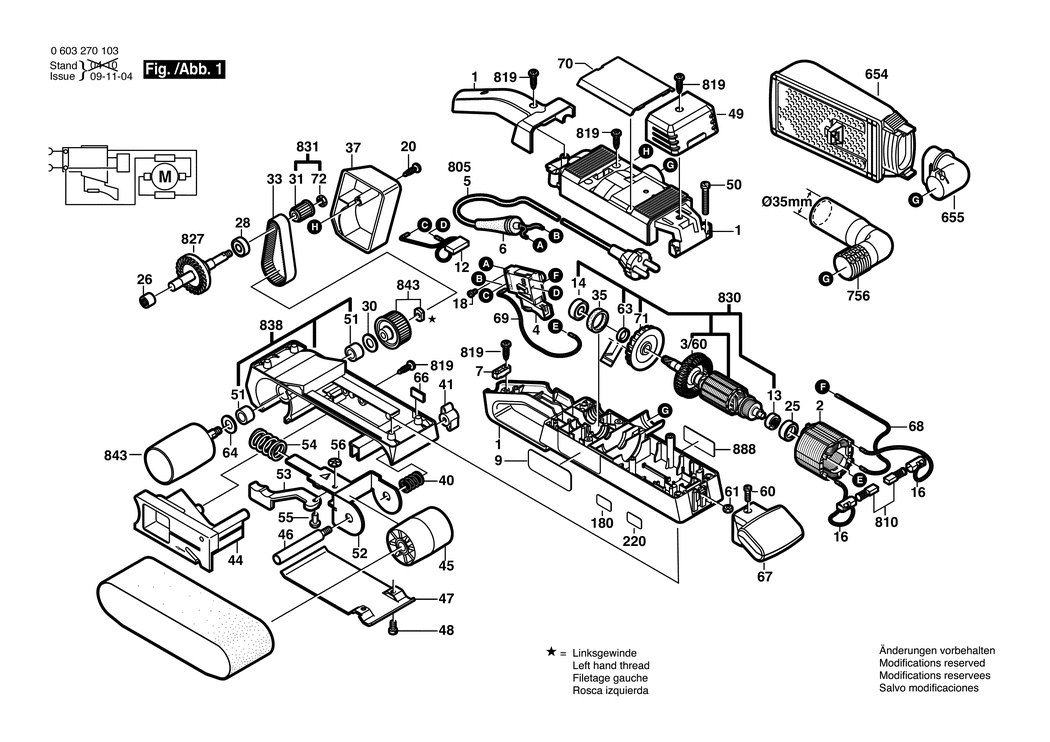 Bosch PBS 75 A / 0603270103 / EU 230 Volt Spare Parts